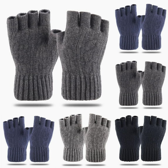 Msgweeeg Heated Gloves Warm Gloves for Women Man and Women Solid Color Half-Finger Outdoor Fingerless Thicken Wool Casual Fashionable Gloves for Cold Weather and Insulation