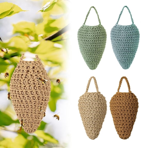Msgweeeg Honeybee Repellent Net Hanging Honeycomb Imitation Cotton Filled Deterrent Outdoor Yard Garden Patio Protection Eco Friendly Bees Safe Decorative