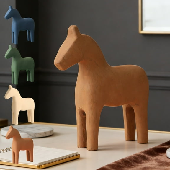 Msgweeeg Horse Gifts for Women Horse Figurines Cute Desk Accessories Modern Clean Style Create Wooden Horse Decoration Home Decoration Living Room TV Cabinet Tea Table Decoration