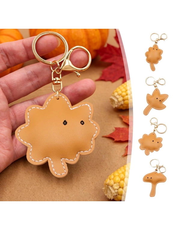 Key Chains Keychain Accessories Thanksgiving Fall Leaf Leather Keychain Playful Fall Foliage Pendant with Metal Clasp Whimsical Leaf Dangler for Purses Rucksacks Vehicle Interior Decor