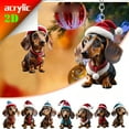 thumbnail image 1 of Msgweeeg Keychain for Backpack Christmas Decorations Indoor Christmas Hat Dachshund Acrylic Keychain for Grandparents, Parents, and Children, 1 of 2