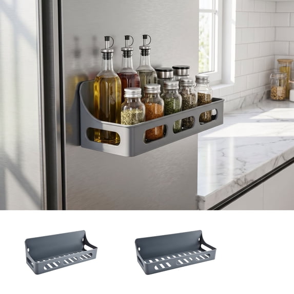Msgweeeg Kitchen Shelf Kitchen Shelves Wall Mounted Plastic Seasoning Rack for Home Use Magnetic Refrigerator Mount