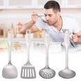 thumbnail image 1 of Msgweeeg Kitchen Spatula Spatulas Mini 304 Stainless Steel Cooking Set - Polished Ladle and Slotted Spoon and Turner for BBQ Grilling and Outdoor Cooking, 1 of 5