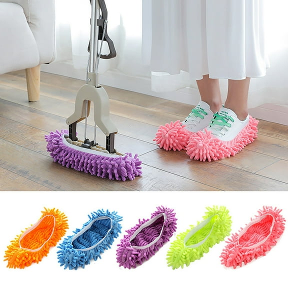 Msgweeeg Lazy Mopping Shoe Cover Reusable Mop Head Cover Floor Cleaning Slipper Dust Shoes for Home Mop Foot Shoe Walk-on Floor Wash Microfiber