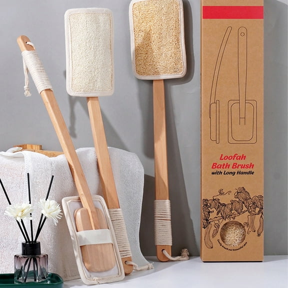 Msgweeeg Loofah for Women Bath Sponges for Shower Natural Loofah Brush for Shower Luffa with Rope Grip Back Brush Exfoliating Lofa A Stick