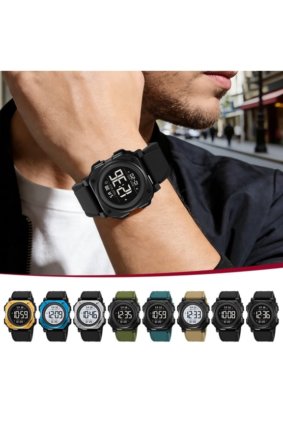 Men Watch Gifts Digital Watch Waterproof Electronic Wristwatch Multifunction Sports Timepiece with Alarm Calendar LED Display for Daily Outdoor Fitness Use