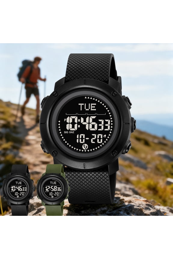 Men's Watches Men Watches Men's Outdoor Sports Digital Watch Waterproof with Luminous Display Suitable for Hiking Camping Running Swimming and Other Sports