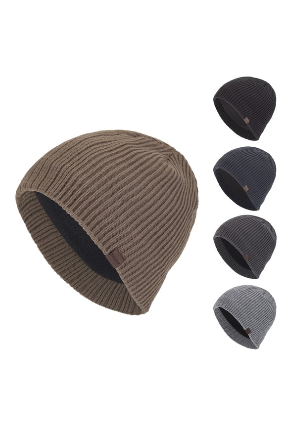 Men's Winter Hats Mens Beanie Men's Warm Knitted Short Knitted Knitted Wool Hat with Thickand Coarse Texture Winter Plush for Men's Outdoor Hats for Snow Activitiesand Skiing