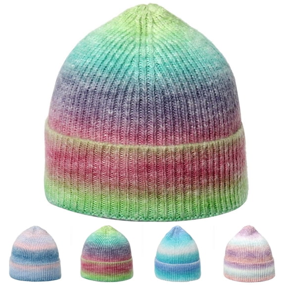 Msgweeeg Mens Hats Winter Knit Hat Winter Knitted Hats Striped Curled Edgeless Cold Hat Outdoor Warmth Thick Woolen Hats for Daily Commute