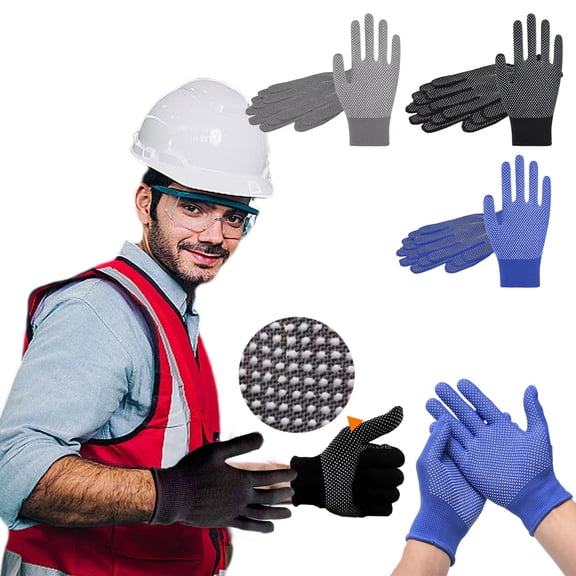 Msgweeeg Mens Snow Gloves Heated Gloves Nylon Dotted No Slip Gloves Suitable for Gardening Rocks Climbing Packing Work Dotted Wear Counteractive and Breathable Labor Protection Gloves 2 Pairs