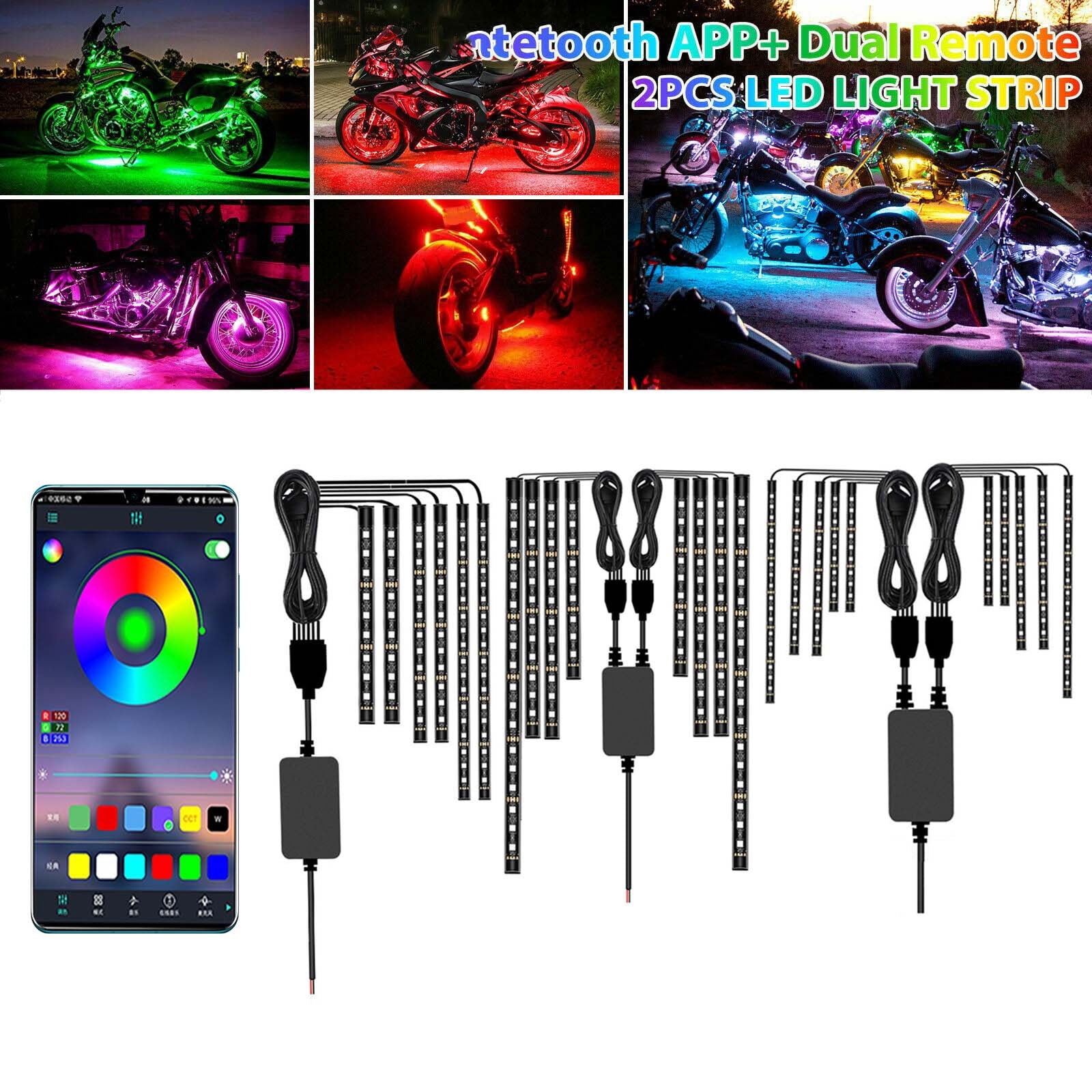 Msgweeeg Motorcycle LED Light Kit Flexible Waterproof Neon Light Strip Kit Suitable for 12V Motorcycles and Bicycles