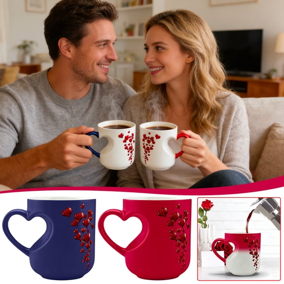 Msgweeeg Mug Coffee Mug Ceramic Mugs Valentine's Day Love Reveal Mug Color Changing Surprise Gift Unique Ceramic Coffee Cup Romantic Drinkware for Couples Random Color