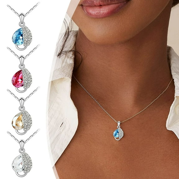 Msgweeeg Necklaces for Women Necklace Gorgeous Diamonds Set Leaf Crystal Combination Loves Necklace Woman Christmas Gifts Gift for Anniversary, Birthday, Christmas