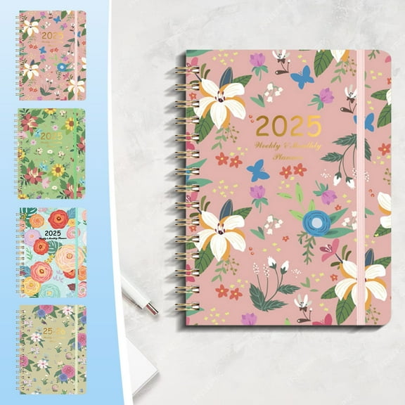 Msgweeeg Notebooks Notebook 2025 Personalized Weekly and Monthly Planner Flower Schedule English Diary Gift for Anniversary, Birthday, Christmas