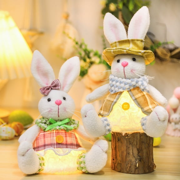 Msgweeeg Office Decorations for Work Birthday Plushs Bunny Stuffed Animals Cute Light Up Plushs Bunny Birthday Easter Gift for Kids