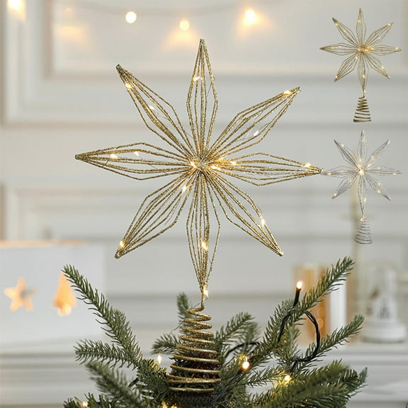 Msgweeeg Old Fashioned Christmas Ornaments Ornament Star Christmas Tree Top Decoration Lighting Holiday Decoration Three Dimensional Top Star Hollow Out Tree Top Star
