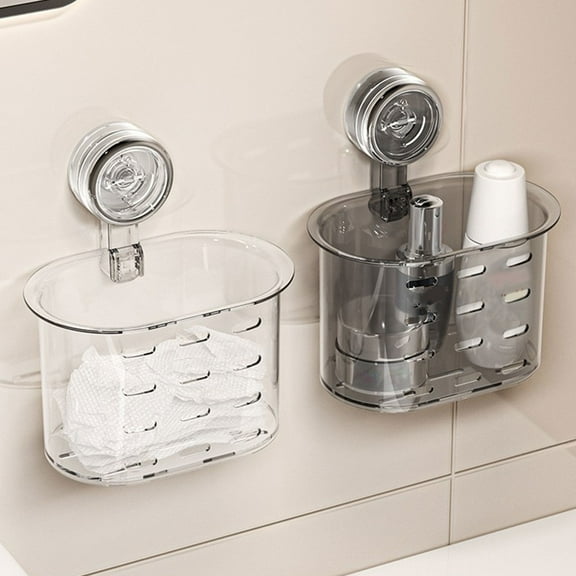 Msgweeeg Organizer Bins Storage Container Suction Cup Wall Mounted Organizer Large Capacity NoPunch Bathroom Bathroom Wall Mounted Suction Cup Shelf