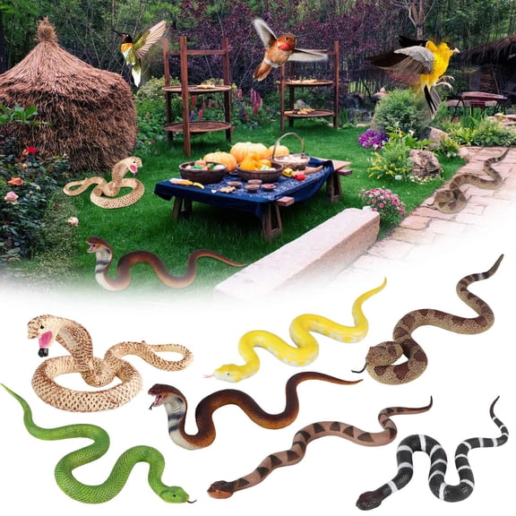 Msgweeeg Outdoor Garden Decor Yard Decor Super Realistic Rubber Snake Drives Away Birds Realistic TPR Fake Snake Suitable For Garden Cobras Rattlesnakes and Venomous Snakes Etc
