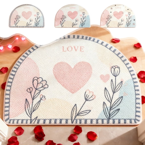 Msgweeeg Outdoor Rugs Indoor Outdoor Rugs Valentines Day Carpet Entrance Door Semicircle Mat Household Absorbent Nonslip Foot Mat Dirt Proof Mat Bathroom Nonslip Mat Size 15.7x23.6 In