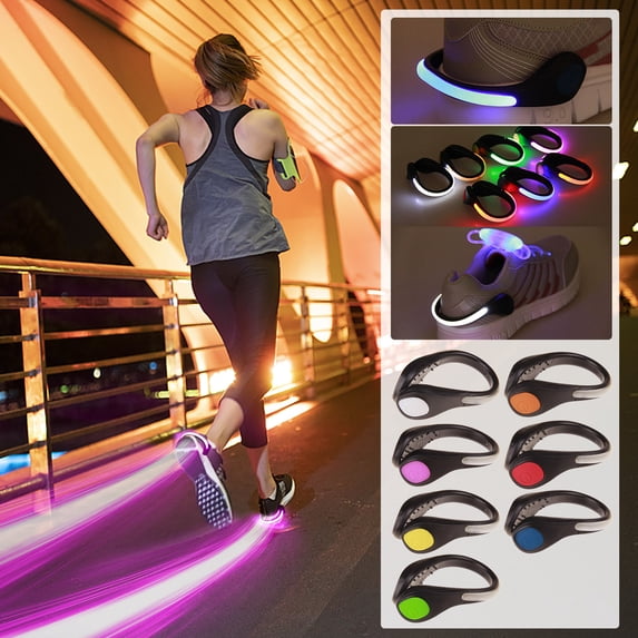 Msgweeeg Outdoor Safety LED Shoe Clip Light Luminous Running Cycling Night Reflective Bright Flash Light Waterproof Rechargeable Compact Easy Attach for Jogging Biking Walking Visibility
