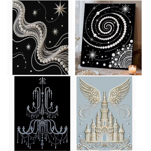 Msgweeeg Painting Supplies Creative DIY Craft Kit Castle Pearl Painting Beaded Art Set for Adults Kids Handmade Rhinestone Mosaic Embroidery Home Wall Decor Hobby Kit