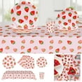 thumbnail image 1 of Msgweeeg Paper Playes Disposable Plates Strawberry Party Theme Tableware Set Disposable Decorative Tableware Paper Set for BBQ and Outdoor, 1 of 5