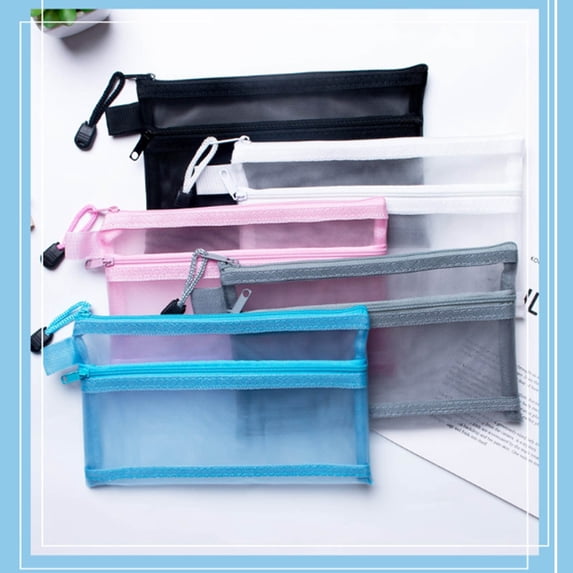 Msgweeeg Pen Holders Pen Pouch Transparent Double-layer Mesh File Bag Information Bag Zipper Student Test Paper Storage Bag Pen Bag Information Bag for Supplies and Classroom Organization
