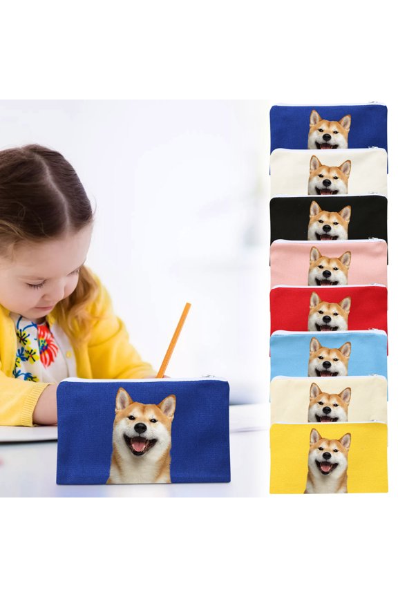 Pen Holders for Desk Pencil Bag Canvas Pencil Case Student Bag Printed Name and Photo Canvas Bag Storage Bag