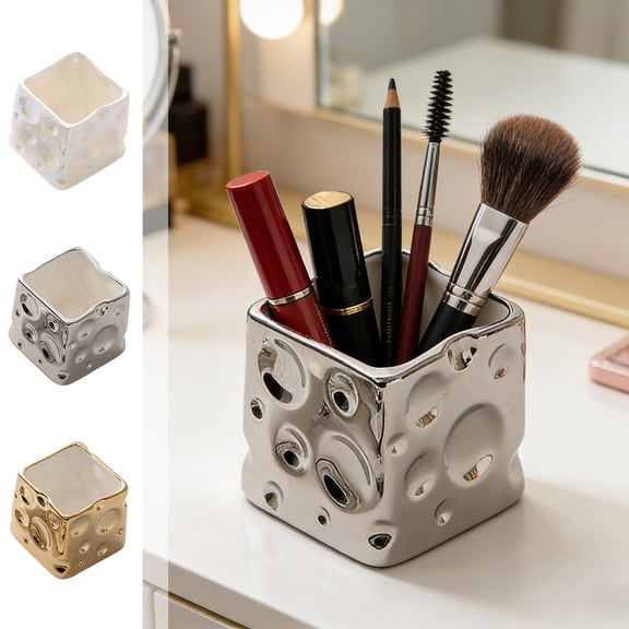 Msgweeeg Pencil Holders Pen Holders for Desk Ceramic Cheese Storage Jar High Appearance Desktop Organizer Pen Container and Cosmetic Storage Container