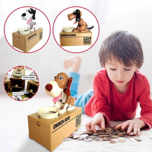 Msgweeeg Piggy Bank Piggy Banks for Kids Cute Dog Coin Bank Coin Munching Money Box Automatic Stealing Toy Piggy Bank Kids Learning Fun Saving Gift