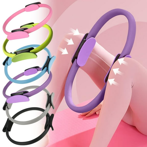 Msgweeeg Pilates Ring 14 Inch Fitness Yoga Circle with Padded Handles Strengthens Core Thighs Arms Home Exercise Training for Women Men