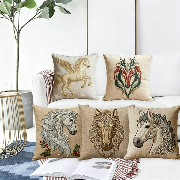 Msgweeeg Pillow Cover Valentine Decorations Horse Head Pillow Cover 45x45cm Soft Decorative Cushion Case Equestrian Designs for Sofa Bed Home Decor Comfortable Throw Pillow Case