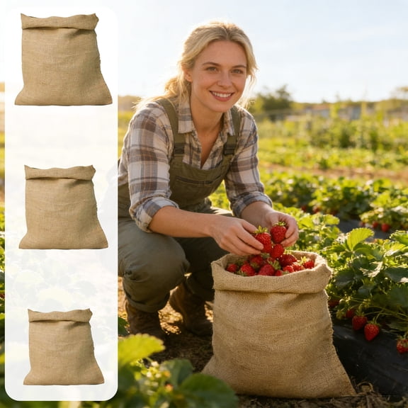 Msgweeeg Plants Bags Plantser Bags 23x15in Jute Bags Heavy Duty Natural Fiber Sack for Potato Fruit Grain Vegetable Storage High Strength Thick
