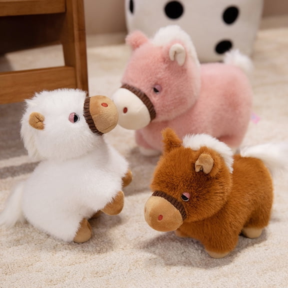 Msgweeeg Plush Figure Toys Toys for Kids Ages 8-12 Boys Birthday Gifts for Her Simulated Ponys Doll Short Footed Horse Plushs Toy Cute Zodiacs Horse Children's Doll Year Of The Horses Mascots