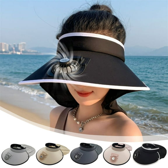 Msgweeeg Portable Fans Portable Fan Rechargeable Female Style Wide Brimmed Sun Protection Hat with USB Charging Fan Open Sun Protection Hat for Outdoor Travel