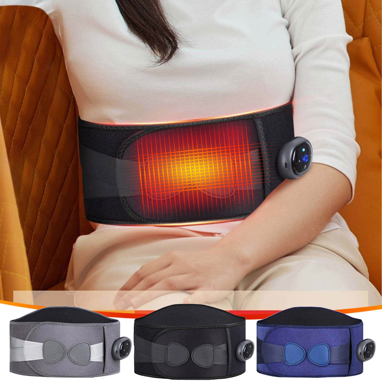 Msgweeeg Rechargeable Fever Massage Waist Belt with Heating Function, Adjustable Temperature Controller, Red Light , and Ergonomic for Lumbar Support and Warmth for Back Pain Relief