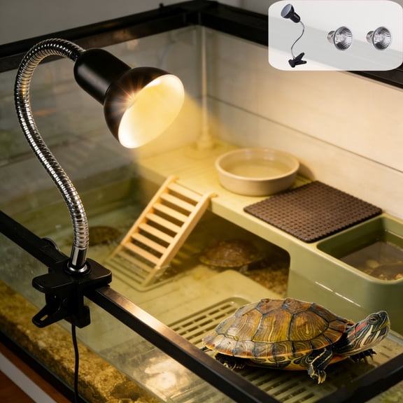 Msgweeeg Reptile Heat Lamp Adjustable Head Basking Light with Timer for Turtle Lizard Gecko Calcium Support Warmth Heat Preservation Clamp Fixture for Terrarium