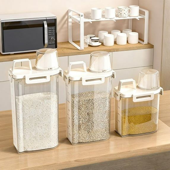 Msgweeeg Rice Storage Canister Wet Proof Sealed Flour Storage Jar Food Grade Container Grain and Cereal Organizer Airtight Durable for Kitchen Home Pantry