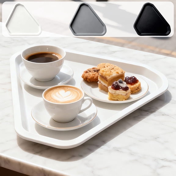 Msgweeeg Serving Tray Decorative Tray Triangular Thickened Plastic Tray and High-temperature Resistants Food Tray Restaurants Frosted Tray.