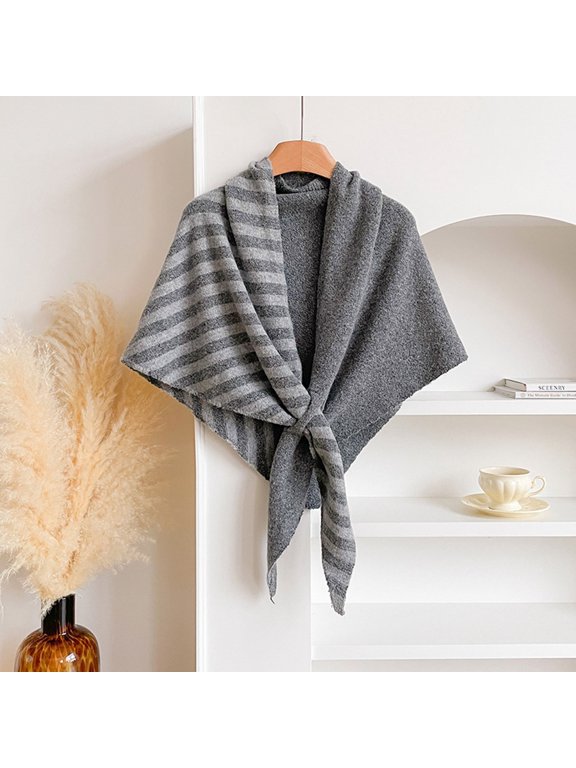 Shawl Wraps for Women Faux Mink Plaid Cape Shawl with Sleeves, Knitted Tassel Wrap for Fall Winter