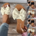 thumbnail image 1 of Msgweeeg Shoes Women Sandals for Women Women's Fashionable Casual Spring and Summer Versatile Plus Size Solid Color Bow Round Toe Open-Toe Flat Sandals for Travel & Walking, 1 of 9