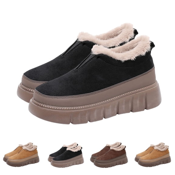 Msgweeeg Short Black Boots for Women Women's Ankle Boots Women's Versatile Plus-Size Fleece-Lined Warm Boots Stylish and Eye-Catching Fall and Winter Style Comfortable Low-Heeled Snow Boots