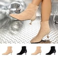 thumbnail image 1 of Msgweeeg Short Boots Short Boots Women Women's Fashionable and Casual Winter Pointed Toe Solid Color Back Zipper Heel Low Heel Ankle Boots, 1 of 10
