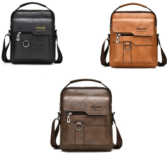 Msgweeeg Shoulder Bag Travel Sling Bag Crossbody Bag Men's Shoulder Bag Vintage Leather Vertical Hand Business Men's Casual Leather Bag Satchel Bag for Men Father /Anniversary