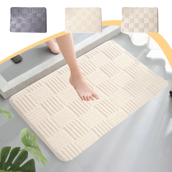 Msgweeeg Shower Rug Washable Bath Mat Bathroom Water Absorbing Door Mat Convenient Wash Lightweight Fabric Water Absorption Non Slip Floor Mat for Yoga, Pilates, Gym, Home Workout