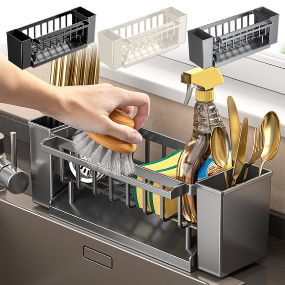 Msgweeeg Sink Sponge Holders Kitchen Sink Organizer Multifunctional Kitchen Rack Sink-Side Kitchen Storage Rack Countertop Sponge Rack Dishcloth Storage Rack