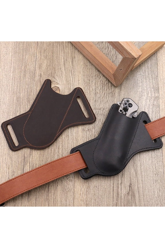 Sling Bag for Men Crossbody Bag Men Cowhide Folding Knife Sleeve Waist Hanging Portable Tactics Tool Sleeve Outdoor Folding Knife Pocket Storage Bag
