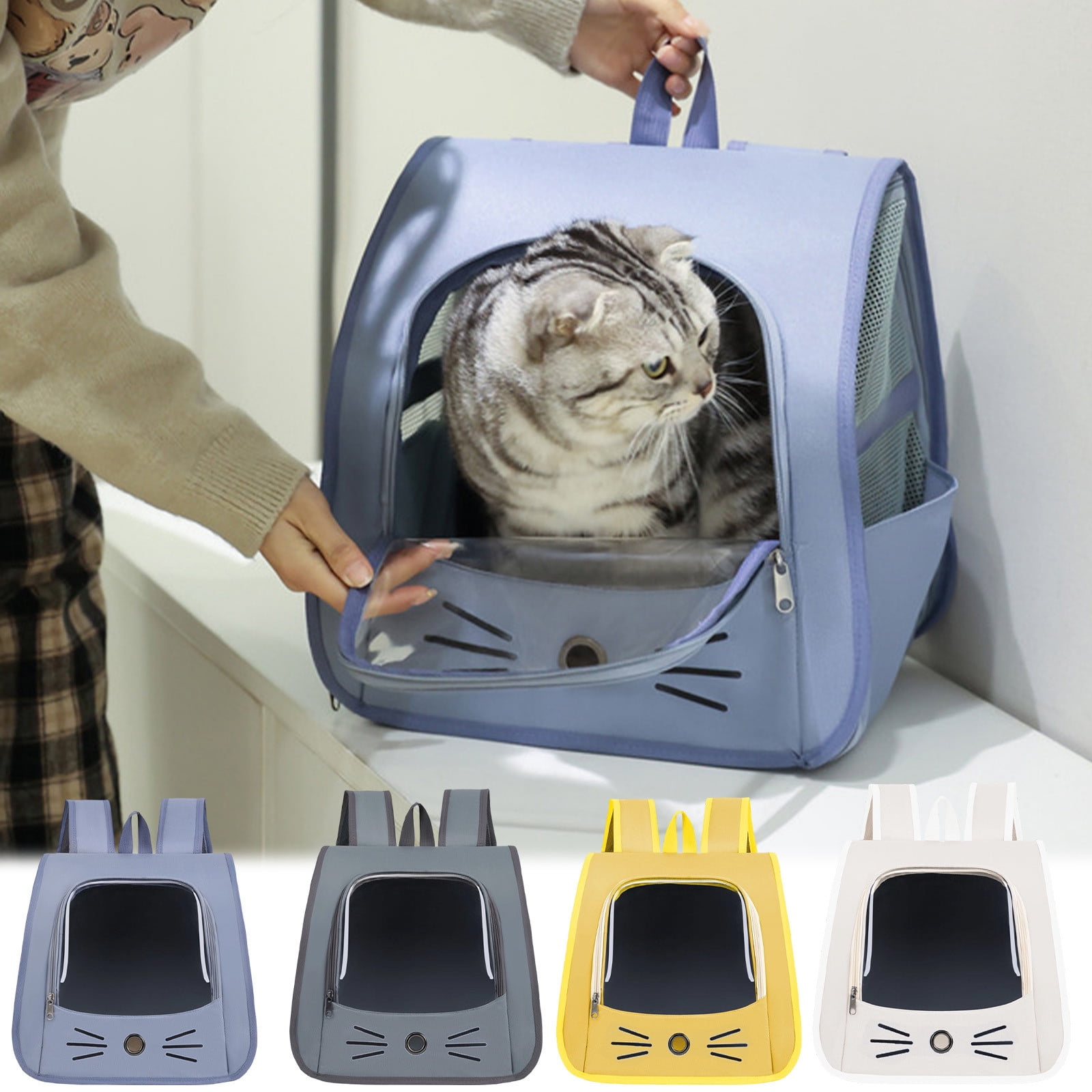 Msgweeeg Small Dog Carrier Handheld Backpack 2 In 1 Cats Carrier Foldable Pet Backpack for Small Dogs Cats Pet Sling Carrier Suitable for Outdoor Hiking Vet Visits Travel Random Color