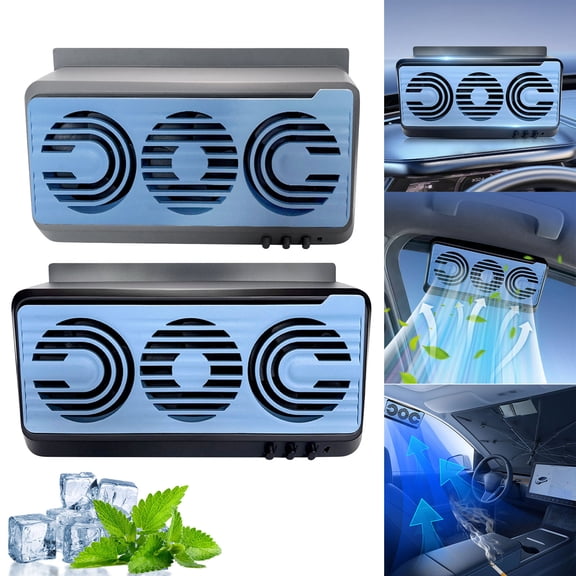Msgweeeg Small Portable Fan Mini Fans Car Mounted Suction and Blowing Integrated Exhaust Fan Solar Fan USB Car Mounted Fan