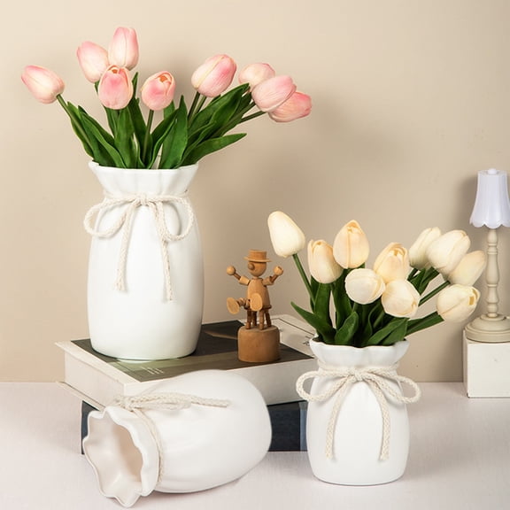 Msgweeeg Small Vases Valentine's Day Imitation Ceramic Plastic Vase Desktop Decoration Flower Vase Home Decoration